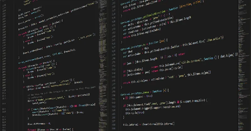 Close-up view of programming code in a text editor on a computer screen.